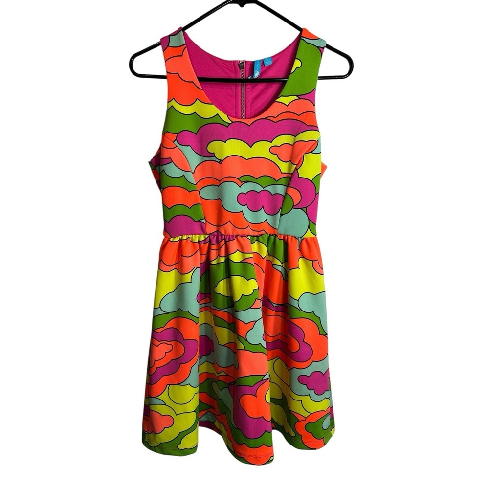 lamour womens neon color sleeveless summer skater dress size‎ medium rainbow